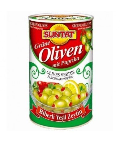 Olives vertes poivrées...